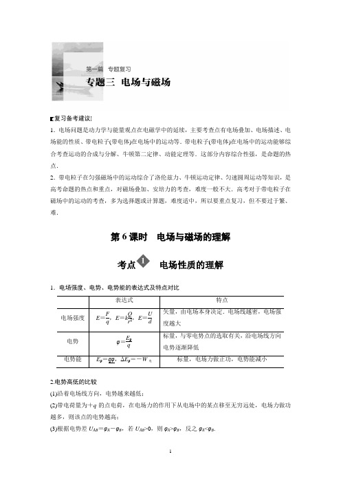 高三物理 专题复习 《电场与磁场的理解》(含答案解析)