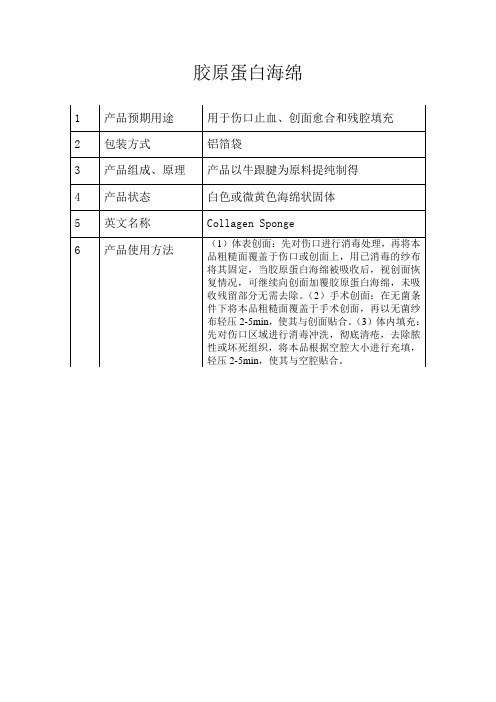 胶原蛋白海绵