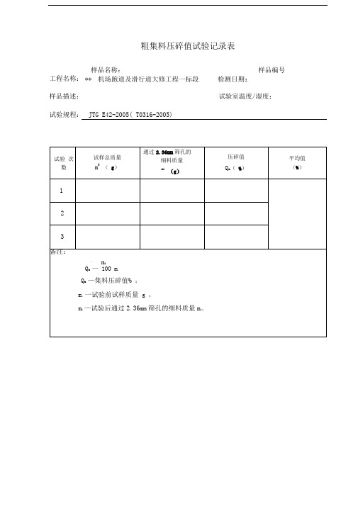 粗集料检测原始记录表