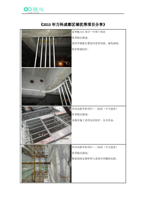 2015年万科成都区域优秀项目分享