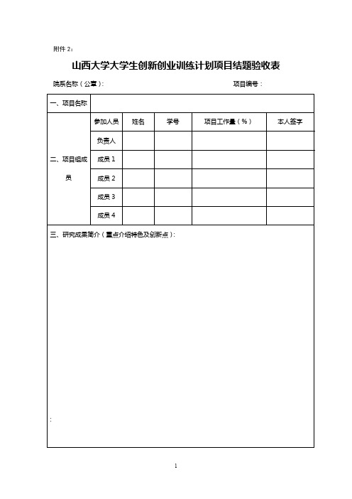 山西大学大学生创新创业训练计划项目结题验收表.doc