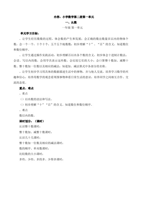 苏教版小学第二册数学教案(全)