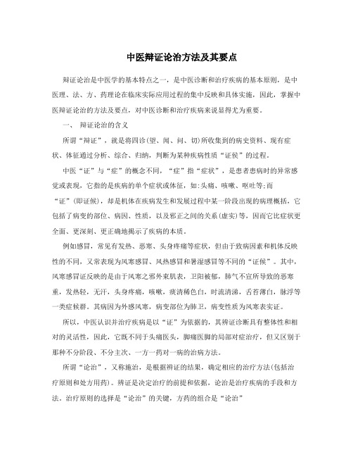 中医辩证论治方法及其要点