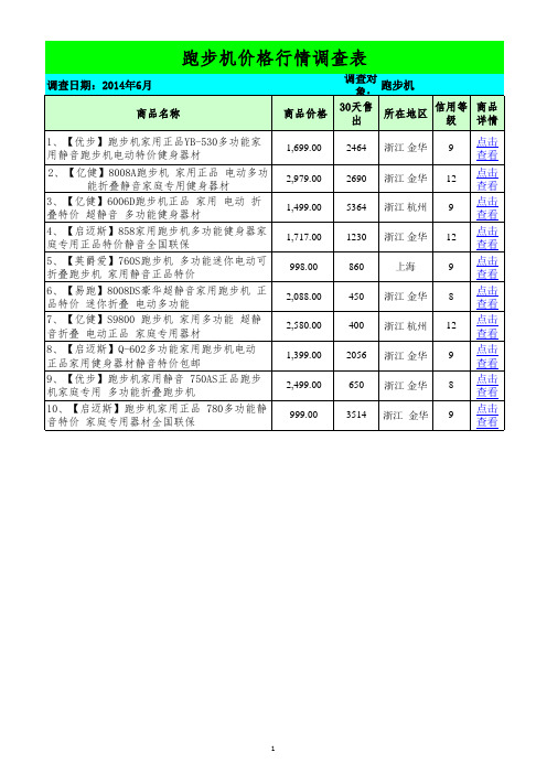 跑步机价格表