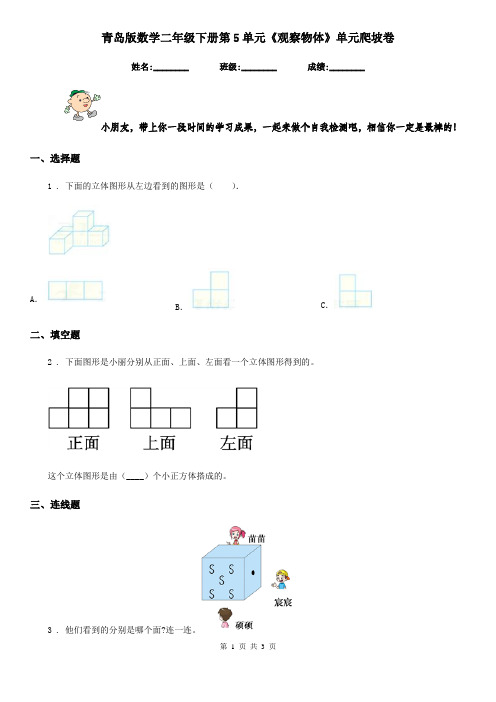 青岛版 数学二年级下册第5单元《观察物体》单元爬坡卷