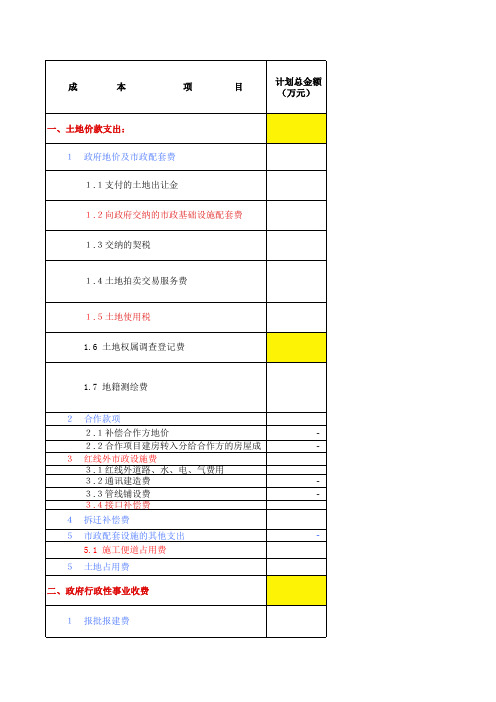 行政事业性收费明细(开发、营销)