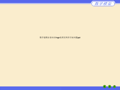 数学建模必备知识lingo处理实例多目标问题ppt