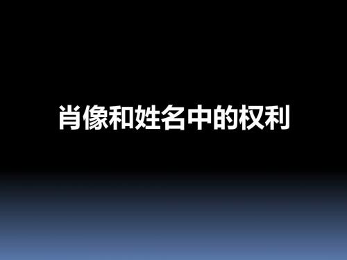 肖像和姓名中的权利 精品
