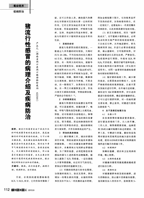 猪流行性感冒的病理介绍及疾病防治