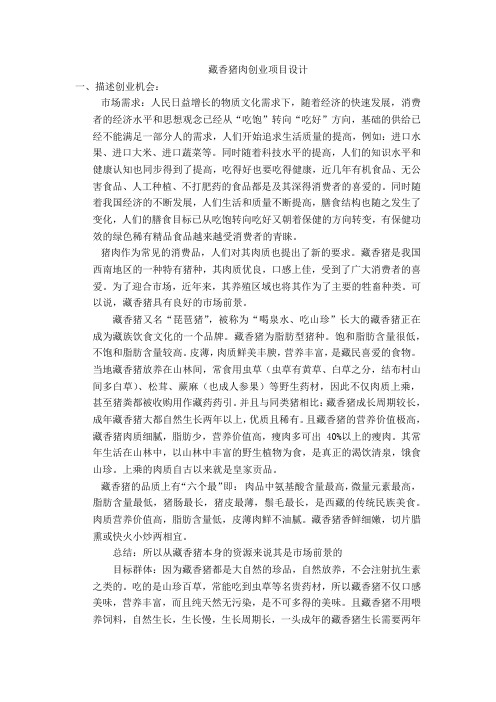 藏香猪创业项目设计