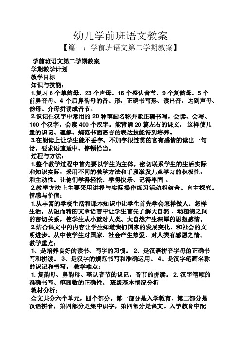 幼儿学前班语文教案