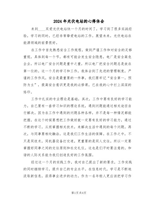 2024年光伏电站的心得体会(2篇)