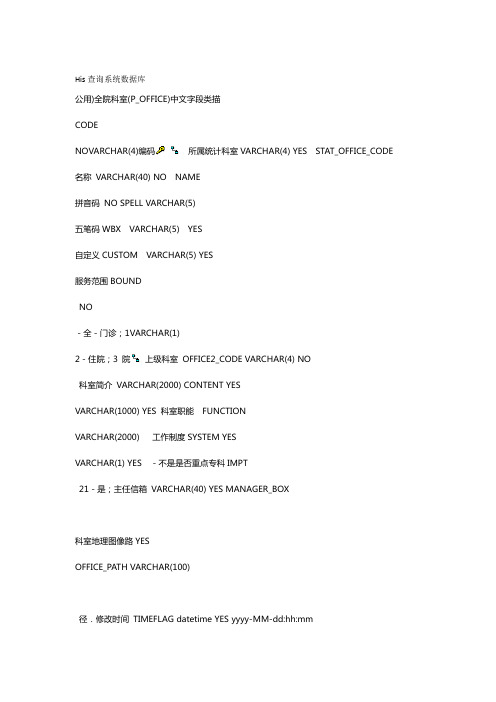 His查询系统数据库 系统要点