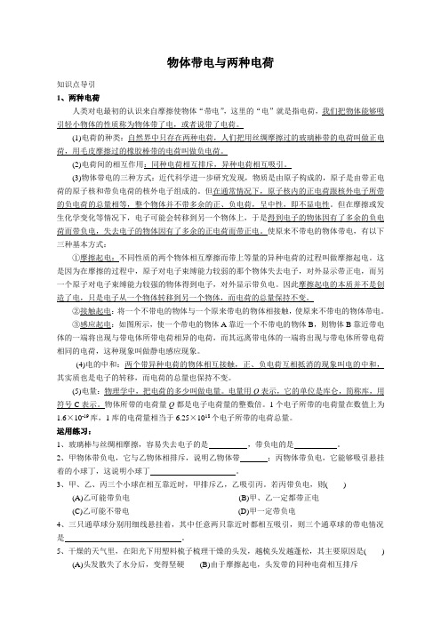 物体带电与两种电荷
