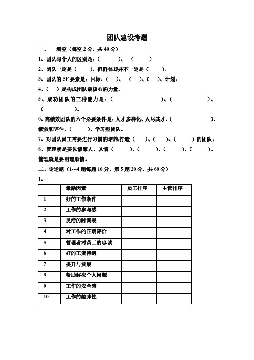 团队建设考题及答案