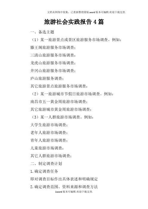 旅游社会实践报告4篇