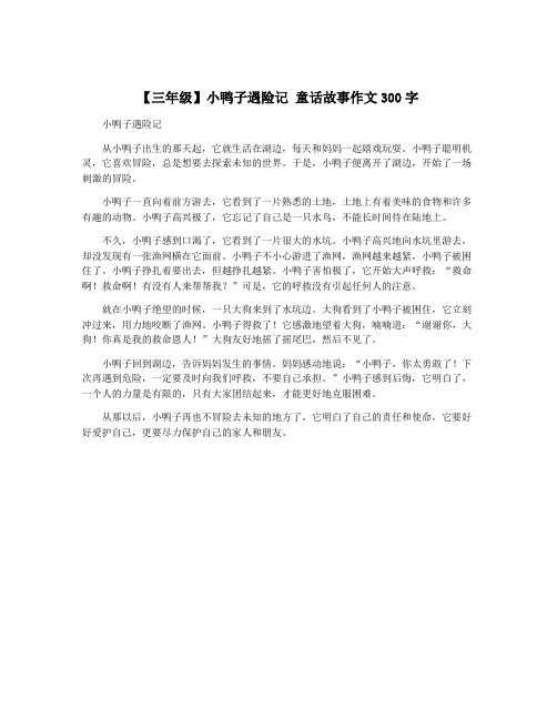 【三年级】小鸭子遇险记 童话故事作文300字