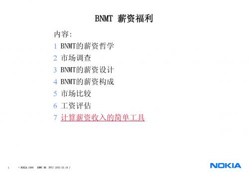 人力资源管理-诺基亚薪酬制度-BNMT 薪资福利BNMT C&B V1.1_CH