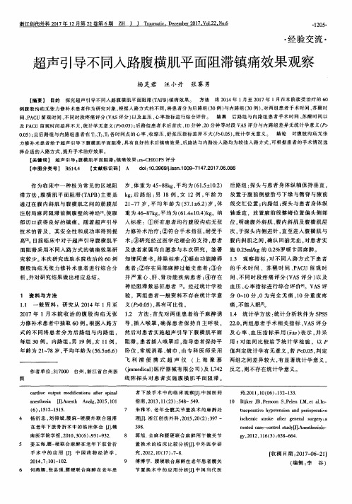 超声引导不同入路腹横肌平面阻滞镇痛效果观察