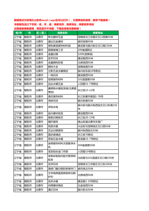 2020新版辽宁省朝阳市北票市建材工商企业公司商家名录名单联系电话号码地址大全195家