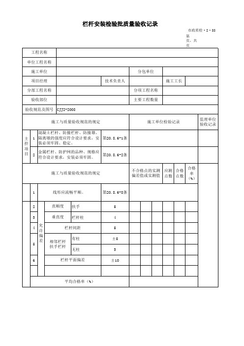 栏杆安装检验批质量验收记录