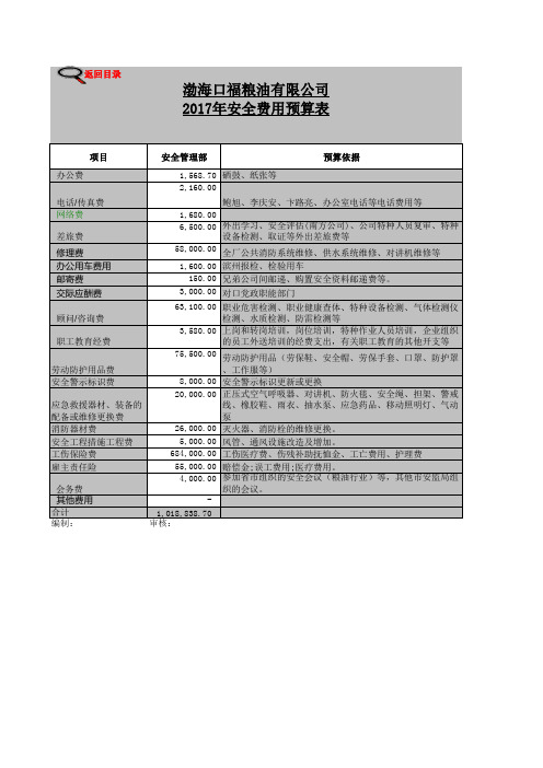 2017年安全管理部预算数据