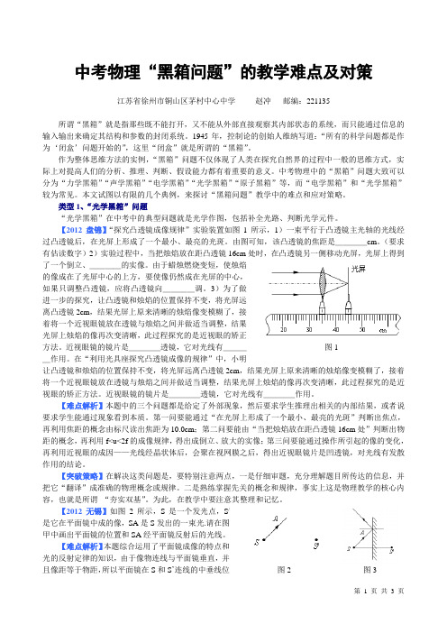 中考物理黑箱问题”的教学难点及对策