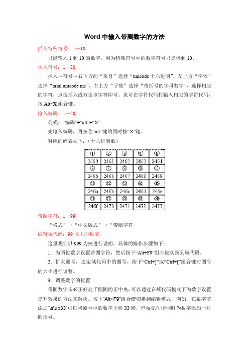 Word中输入带圈数字的方法