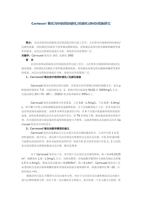 Carrousel氧化沟中的同时硝化