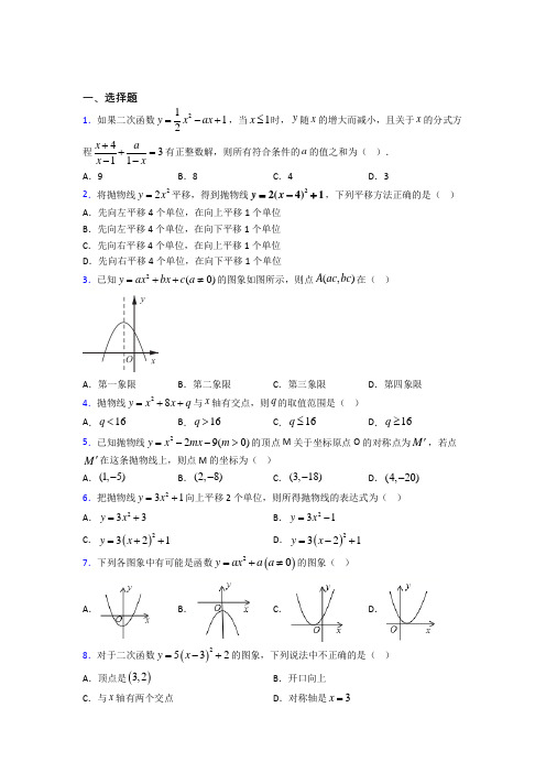 上海民办张江集团学校九年级数学上册第二十二章《二次函数》经典题(专题培优)