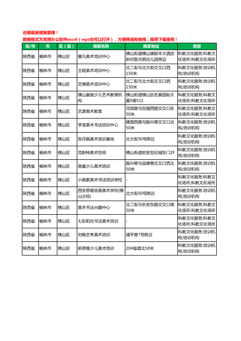 2020新版陕西省榆林市横山区美术机构工商企业公司商家名录名单黄页联系方式大全15家