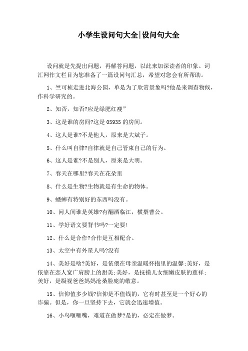 小学生设问句大全：设问句大全