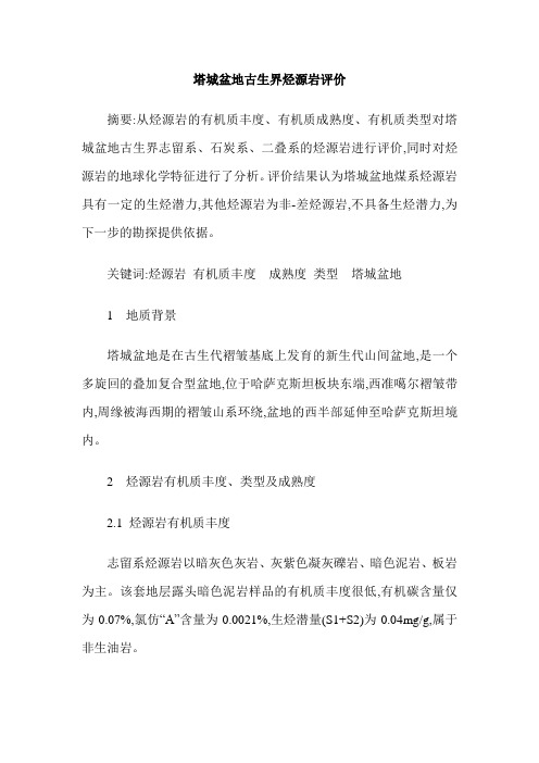塔城盆地古生界烃源岩评价