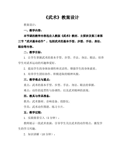 《武术》教案设计
