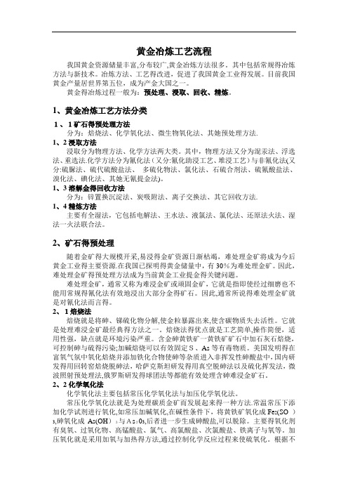 黄金冶炼工艺流程