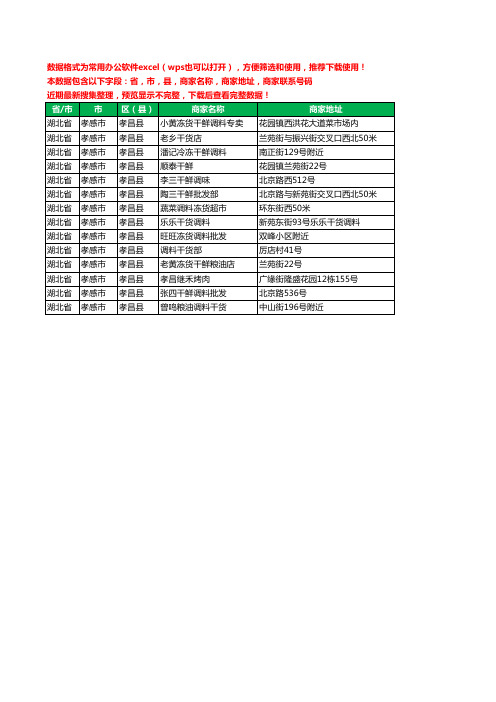 新版湖北省孝感市孝昌县调料工商企业公司名录名单黄页大全14家