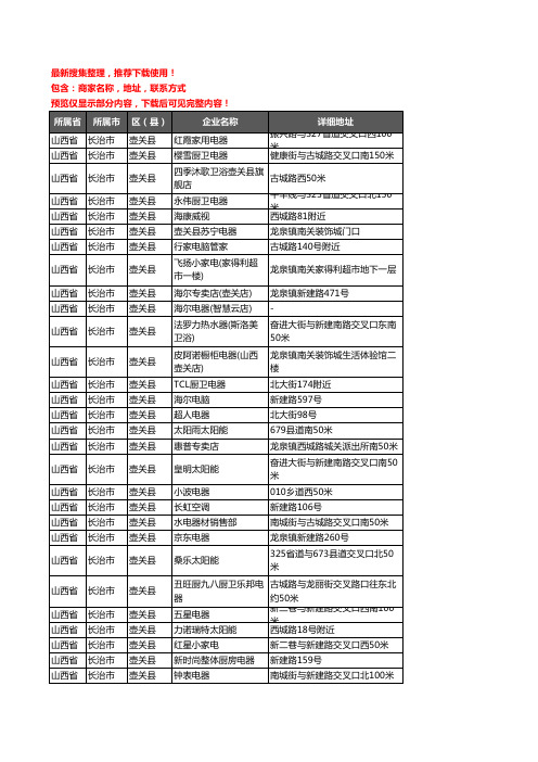 新版山西省长治市壶关县家用电器企业公司商家户名录单联系方式地址大全44家