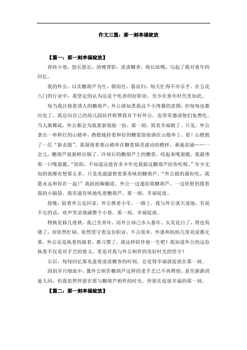 作文三篇：那一刻幸福绽放
