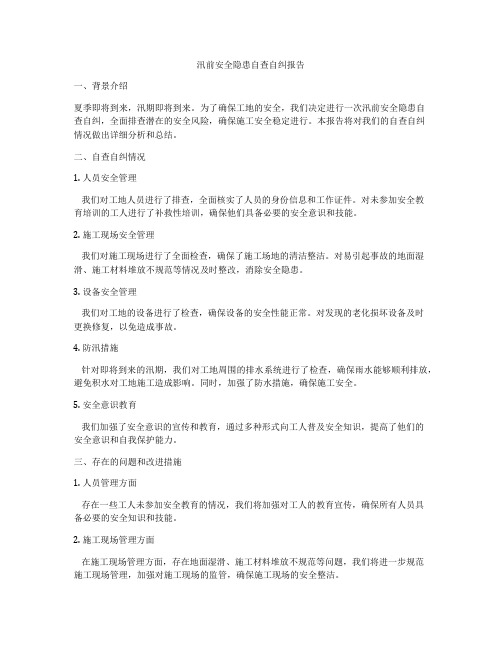 汛前安全隐患自查自纠报告