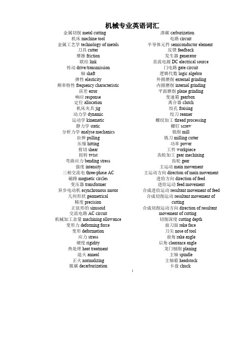 机械专业英语词汇完整版
