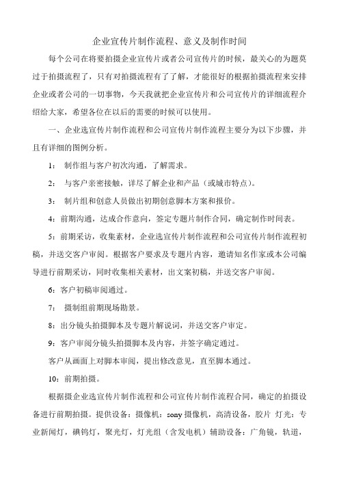 企业宣传片制作流程、意义及制作时间