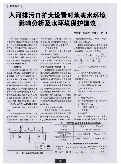入河排污口扩大设置对地表水环境影响分析及水环境保护建议