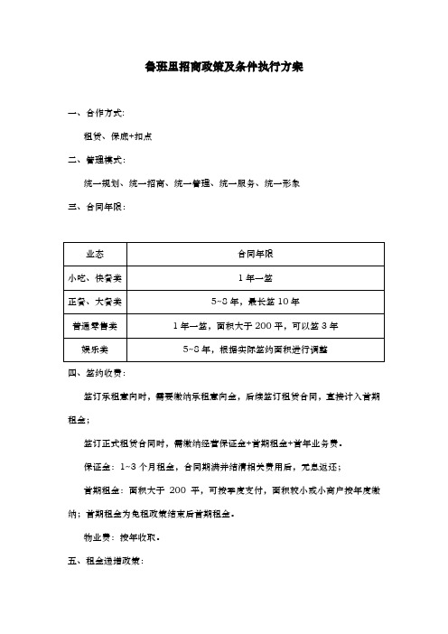 招商政策及条件执行方案