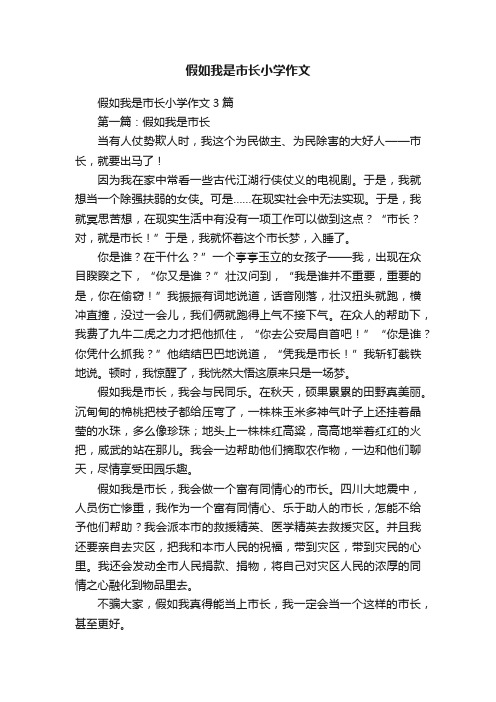 假如我是市长小学作文
