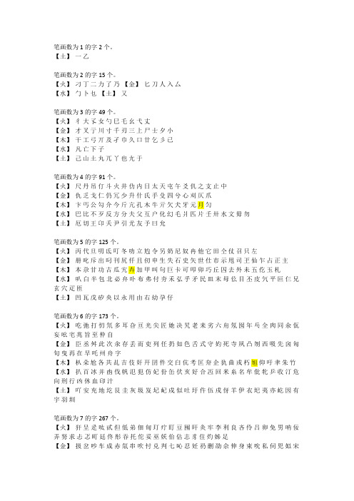 康熙字典文字属性笔画