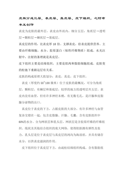 皮肤分成三层