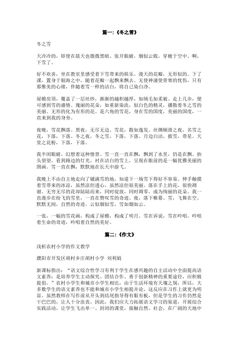 冬之雪,作文