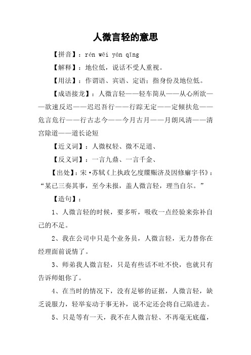 人微言轻的意思