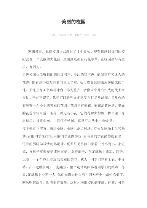 美丽的校园600字作文