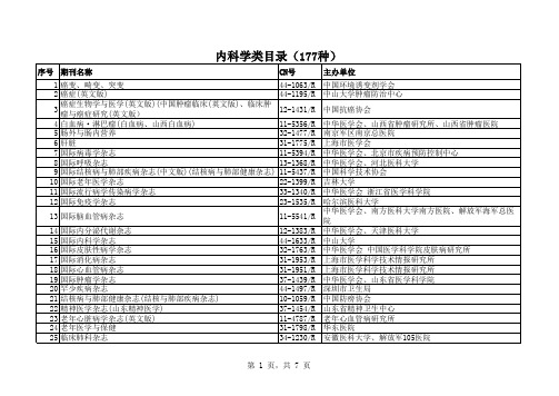 卫生系列高级职称评审论文期刊参考目录(试行)